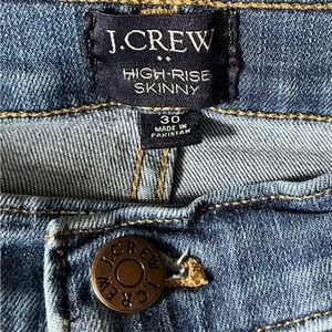 J Crew High Rise Skinny raw edge button fly Jeans